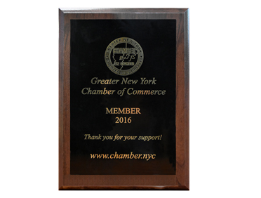 纽约市大都会商会授予尚德信荣誉证书